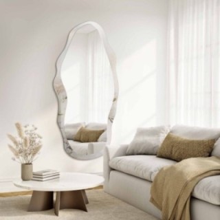 Miroir irrégulier sur marbre blanc et doré – MARBLE AMBER