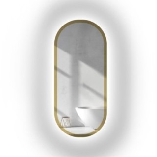 Miroir ovale dans un cadre en or brillant avec éclairage - BONITA LED