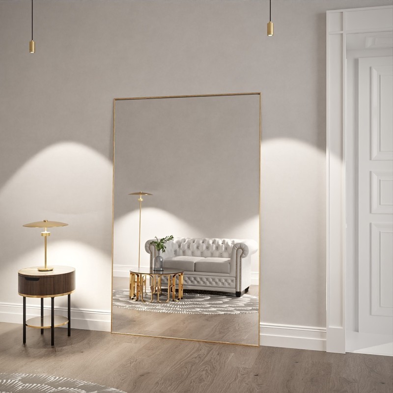 Miroir rectangulaire dans un cadre minimaliste doré - 1201 - couleur du cadre au choix