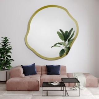 Miroir irrégulier dans un cadre en or brillant - CYRKON SHINE