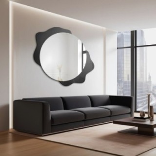 Miroir rond décoratif sur fond noir -DARK DROP