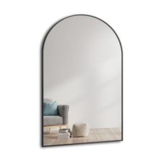 Miroir semi-ovale en MDF noir cadre SLIM - DOMI - couleur du cadre au choix