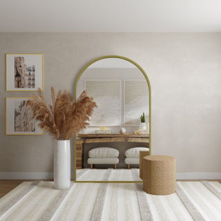 Miroir semi-ovale dans un cadre en MDF doré SLIM -  DOMI -  Couleur du cadre au choix