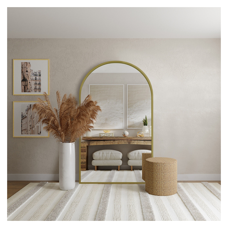 Miroir semi-ovale dans un cadre en MDF doré SLIM -  DOMI -  Couleur du cadre au choix