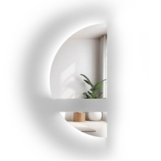 Miroir semi-circulaire en deux parties avec éclairage - DOPPIO LED