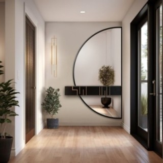 Miroir semi-circulaire en deux parties dans un cadre - DOPPIO IN A FRAME