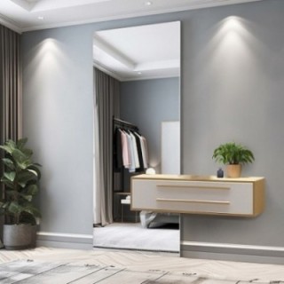 Grand miroir rectangulaire pour salle de bains avec découpe de meuble - AGIS