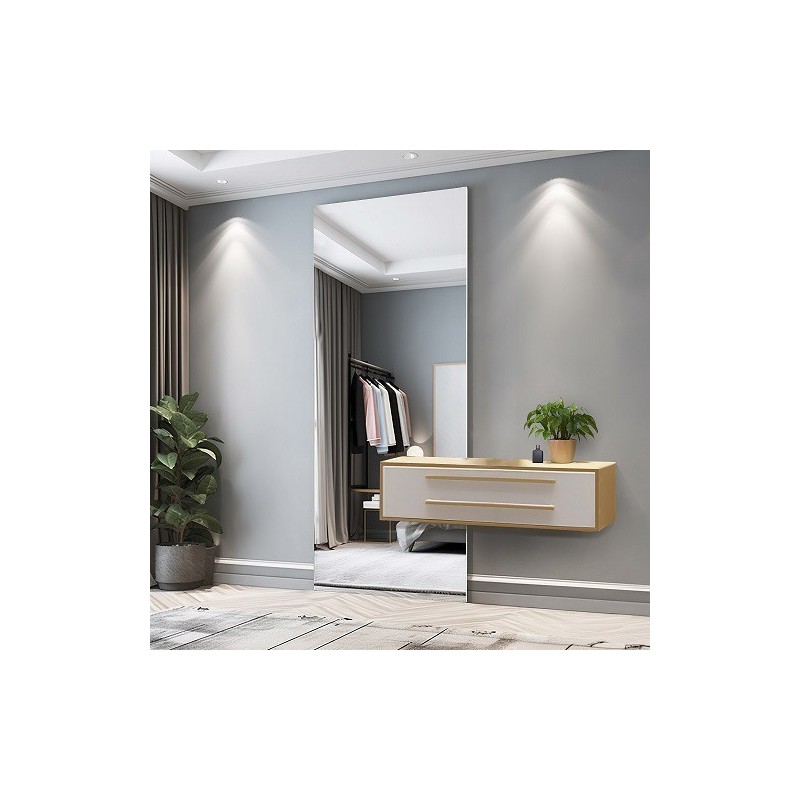 Grand miroir rectangulaire pour salle de bains avec découpe de meuble - AGIS