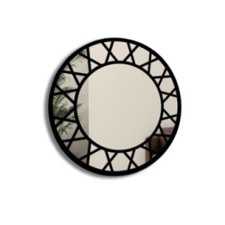 Miroir rond décoratif avec meneaux style loft - ELENA
