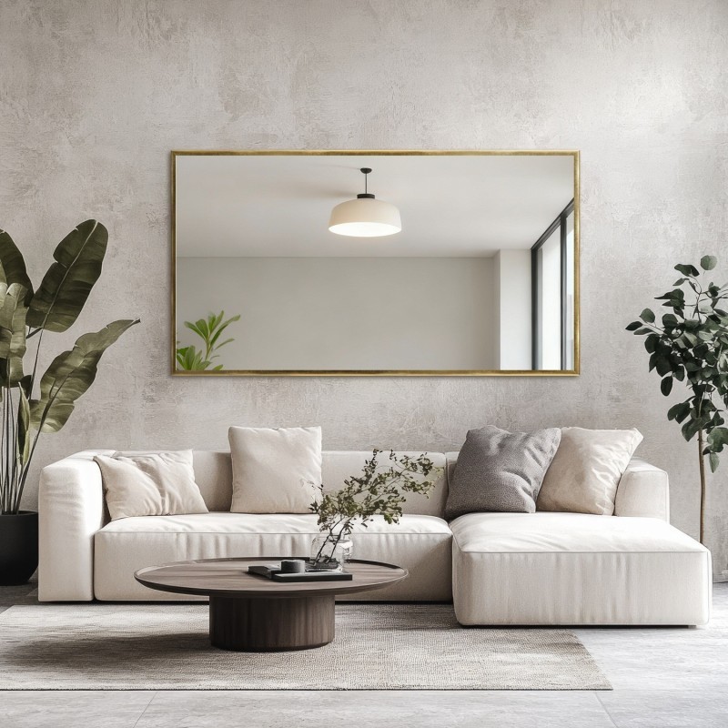 Grand miroir mural moderne avec cadre en bois - 2101 - couleur du cadre au choix