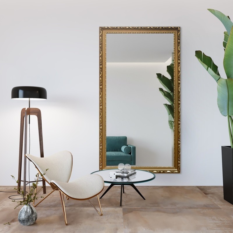 Miroir dans un cadre en bois doré ornementé - 5004003