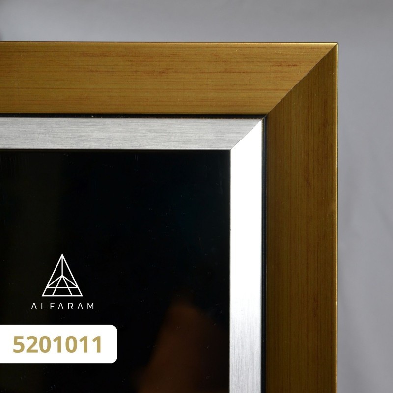 Miroir dans un cadre en bois élégant doré et argenté - 5201011