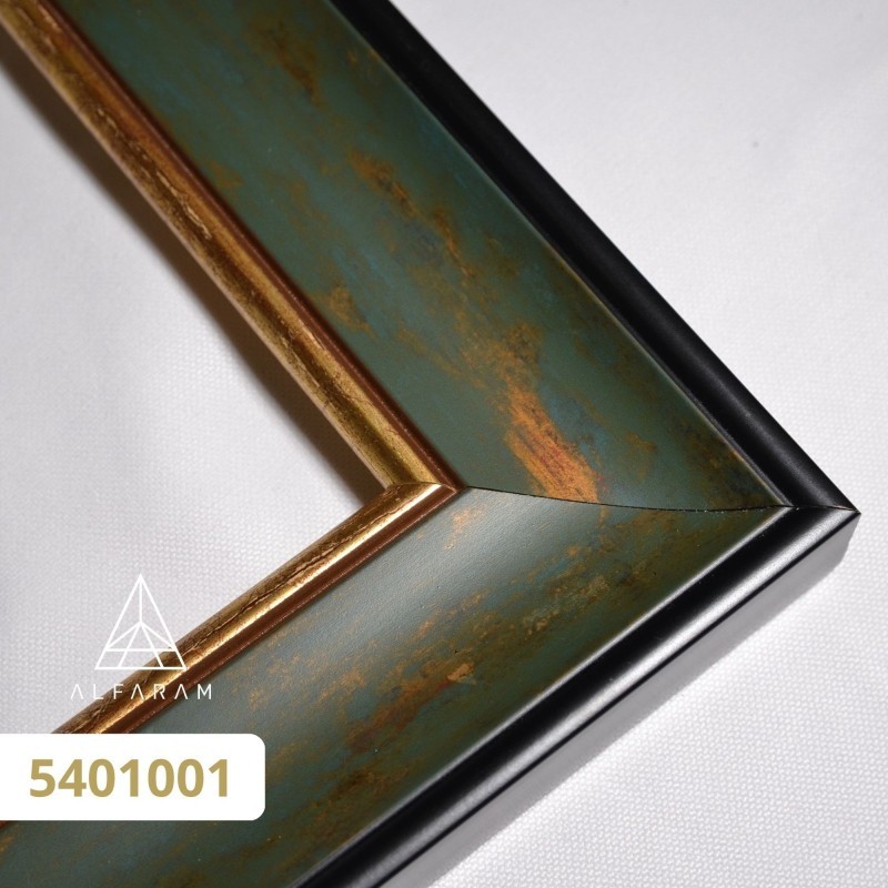 Miroir dans un cadre en bois vert et or - 5401001