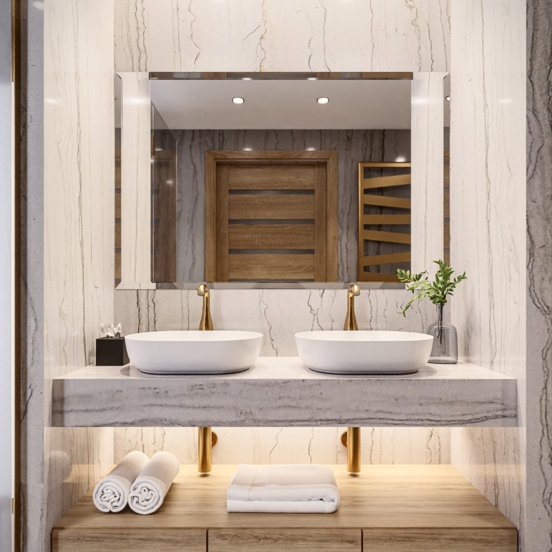 Miroir rectangulaire avec biseau décoratif - FAZA