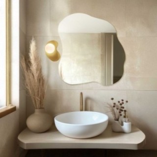 Miroir aux formes organiques avec lampe - SOLIS OASIS