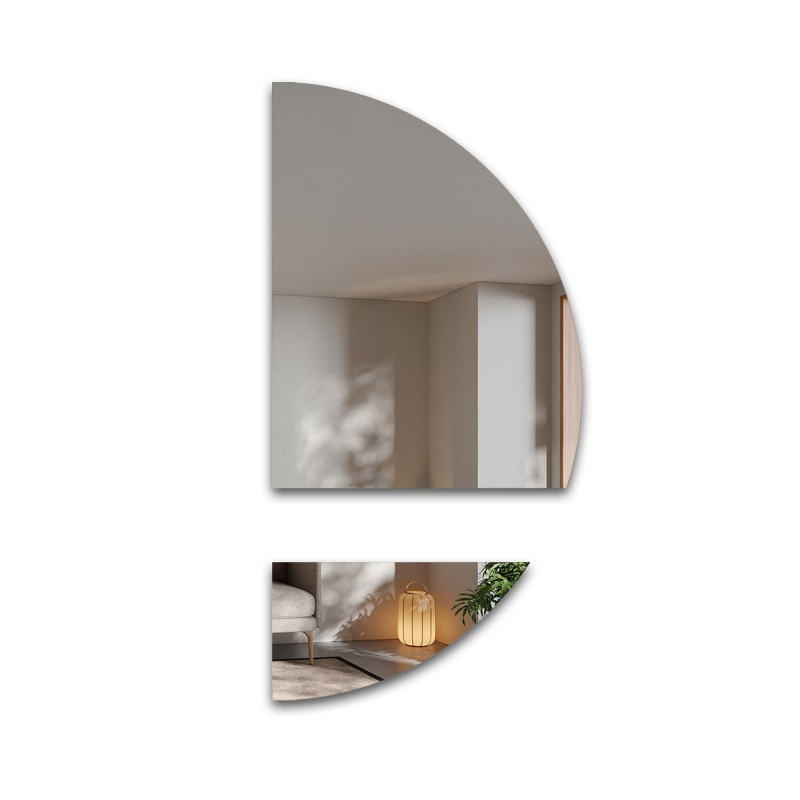 Miroir semi-circulaire en deux parties - DOPPIO