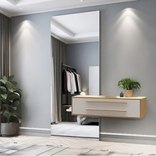 Grand miroir rectangulaire pour salle de bains avec découpe de meuble - AGIS