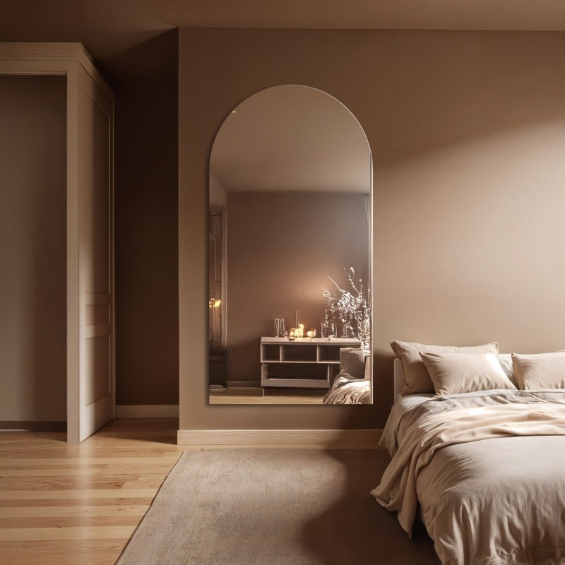 Miroir de salle de bain semi-ovale - FRANK