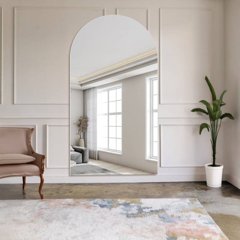 Miroir de salle de bain semi-ovale - FRANK