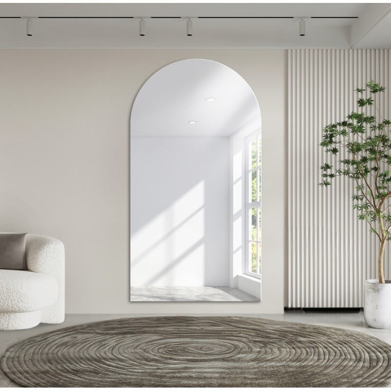 Miroir de salle de bain semi-ovale - FRANK