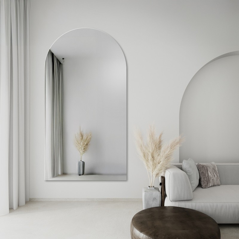 Miroir de salle de bain semi-ovale - FRANK