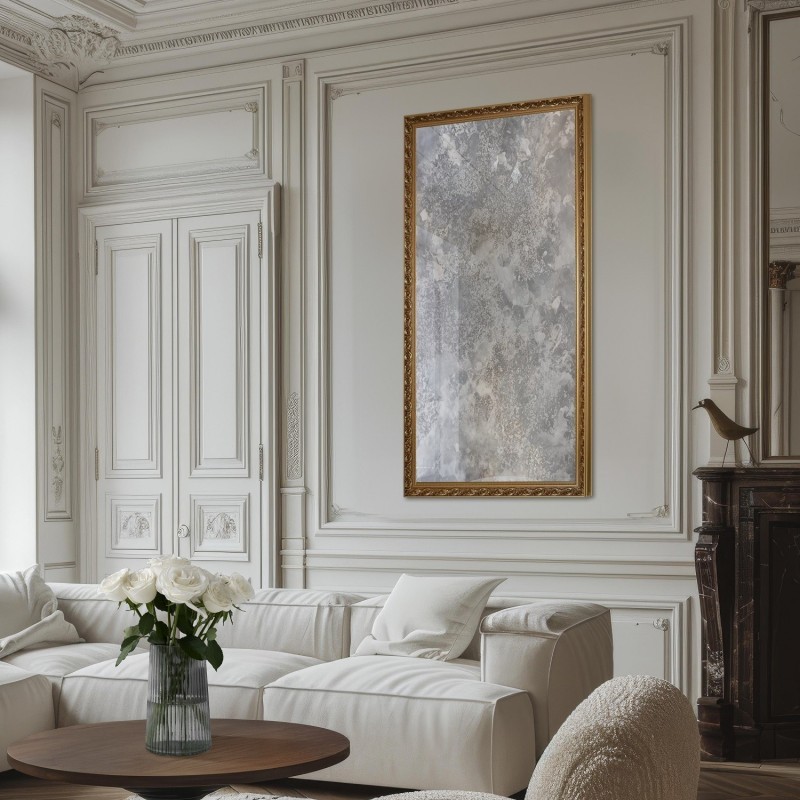 Miroir mural de luxe dans un cadre orné avec panneau vieilli - GUSTAV SILVER