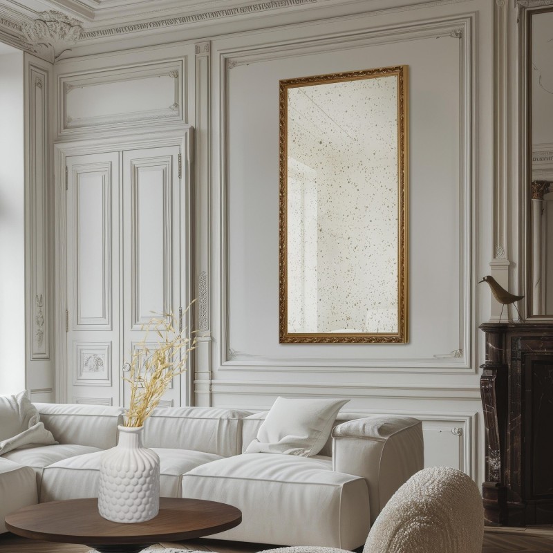 Miroir mural de luxe dans un cadre orné avec panneau vieilli - GUSTAV VINTAGE