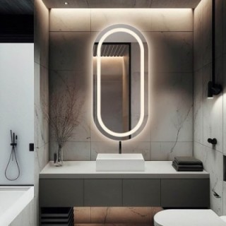 Miroir ovale sablé avec éclairage - HOLI LED