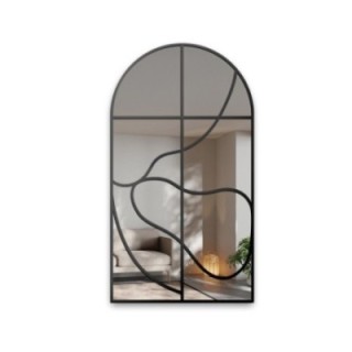 Miroir semi-ovale avec meneaux dans un cadre en mdf loft - JACOB - couleur du cadre au choix