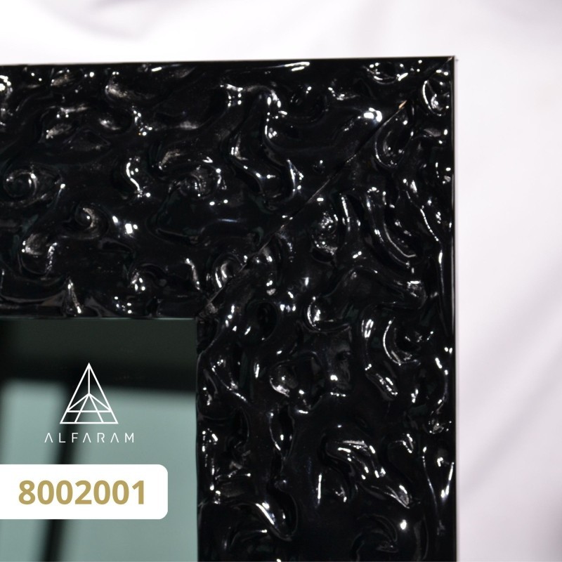 Miroir glamour dans un cadre noir luxueux à finition haute brillance - 8002001