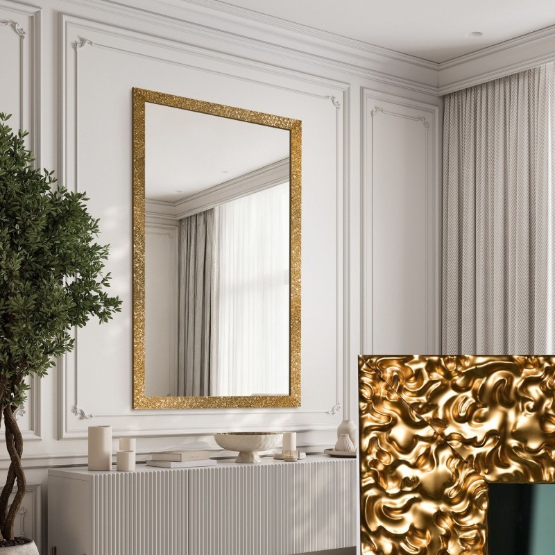 Miroir glamour dans un cadre luxueux doré à finition haute brillance  - 8002002