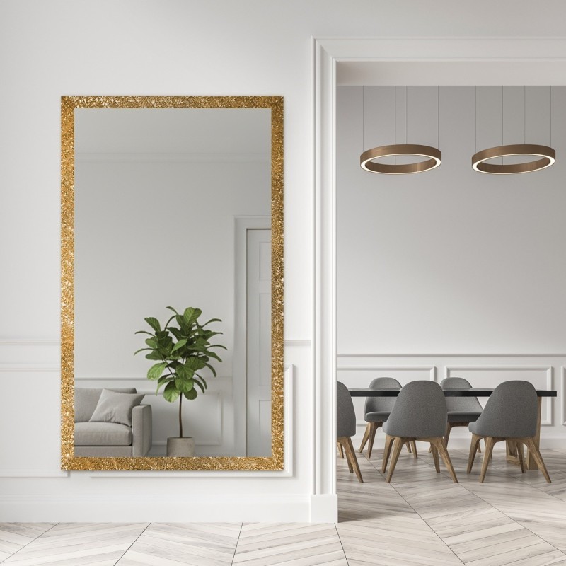 Miroir glamour dans un cadre luxueux doré à finition haute brillance  - 8002002