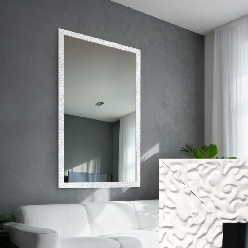 Miroir glamour dans un cadre luxueux blanc à finition haute brillance - 8002004