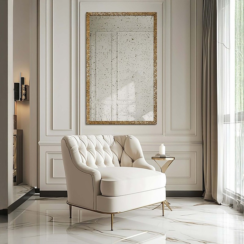 Miroir mural de luxe avec cadre doré et panneau vieilli – 8002002 – JULIA VINTAGE