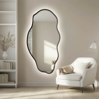 Miroir de forme organique dans un cadre avec éclairage - LOLIT IN LED FRAME