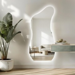 Miroir de forme irrégulière avec découpe d'armoire et éclairage - ANGELIT LED