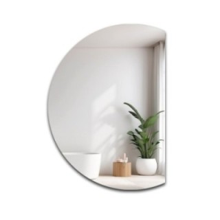 Miroir de salle de bains rond avec un côté coupé - CERCLE avec côté chanfreiné