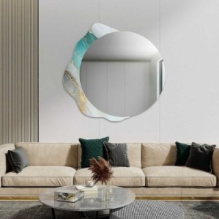Miroir rond sur marbre vert irrégulier – MARBLE FERRO