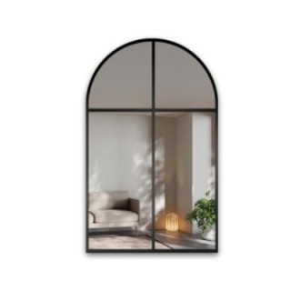 Miroir semi-ovale avec meneaux dans un cadre en mdf loft - MARTIN - couleur du cadre au choix