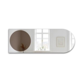 Miroir semi-ovale avec une plaque de miroir ronde brune – MOCHA CARAMEL