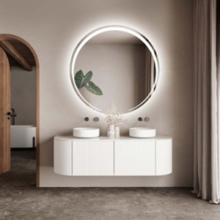 Miroir de salle de bain rond avec éclairage - NELA LED