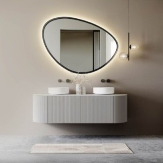Miroir de forme irrégulière dans un cadre avec éclairage - OBSYDIAN IN LED FRAME
