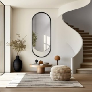Miroir ovale dans un cadre en mdf noir mat - OLAF - couleur du cadre au choix