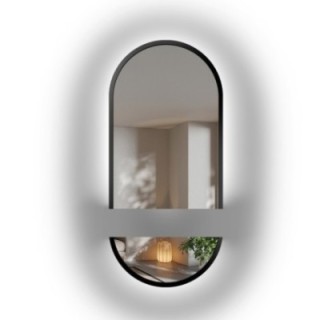 Miroir ovale dans un cadre en mdf noir en deux parties avec éclairage - OSKAR LED - couleur du cadre au choix
