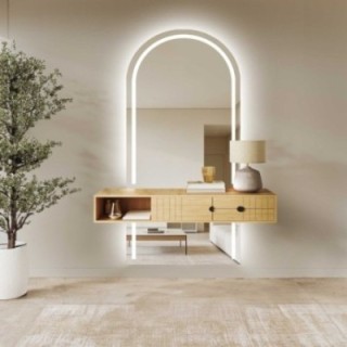 Miroir semi-ovale avec éclairage - PLATO IN TWO LED PARTS