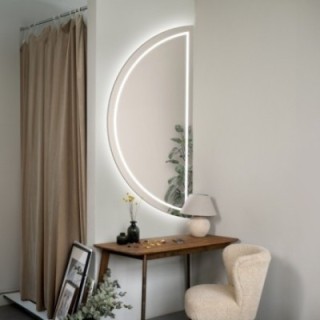 Miroir de salle de bain semi-circulaire sablé avec éclairage - HELENA LED I