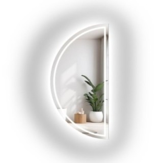 Miroir de salle de bain semi-circulaire sablé avec éclairage - HELENA LED I