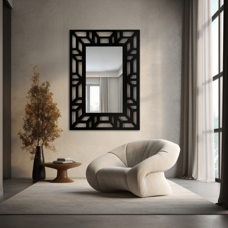 Miroir dans un cadre décoratif ajouré en MDF - ROZEL - couleur du cadre au choix