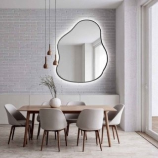 Miroir de forme organique dans un cadre avec éclairage - STONE IN LED FRAME