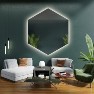 Miroir de forme géométrique avec éclairage - HEXA LED